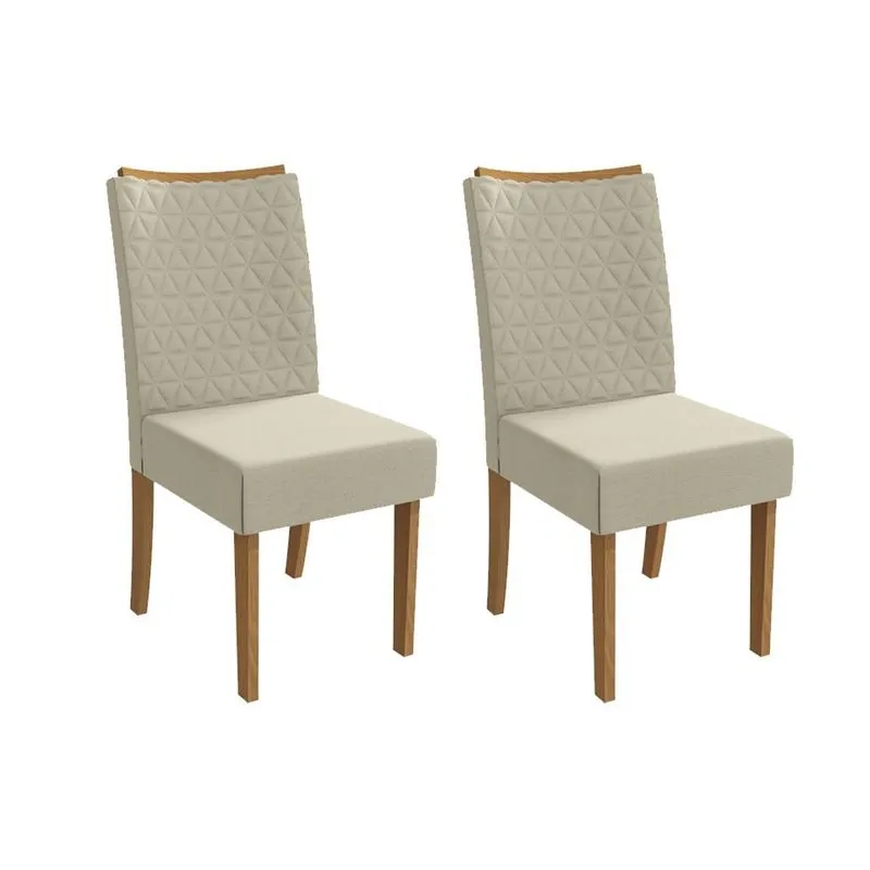 Cadeira Sala de Jantar Rosa 2CAD129 Madeirado Kit 2 Un Canela/Linho Bege Argila - Kappesberg