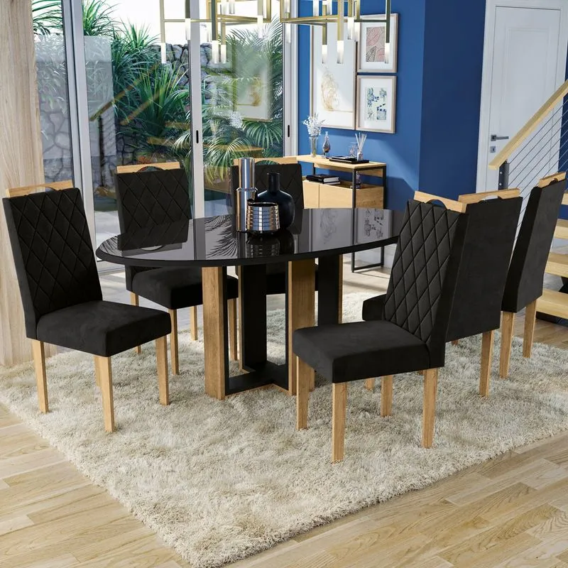 Sala De Jantar Kappesberg 7 Peças Freijó e Preto CSJ1427EA-A038