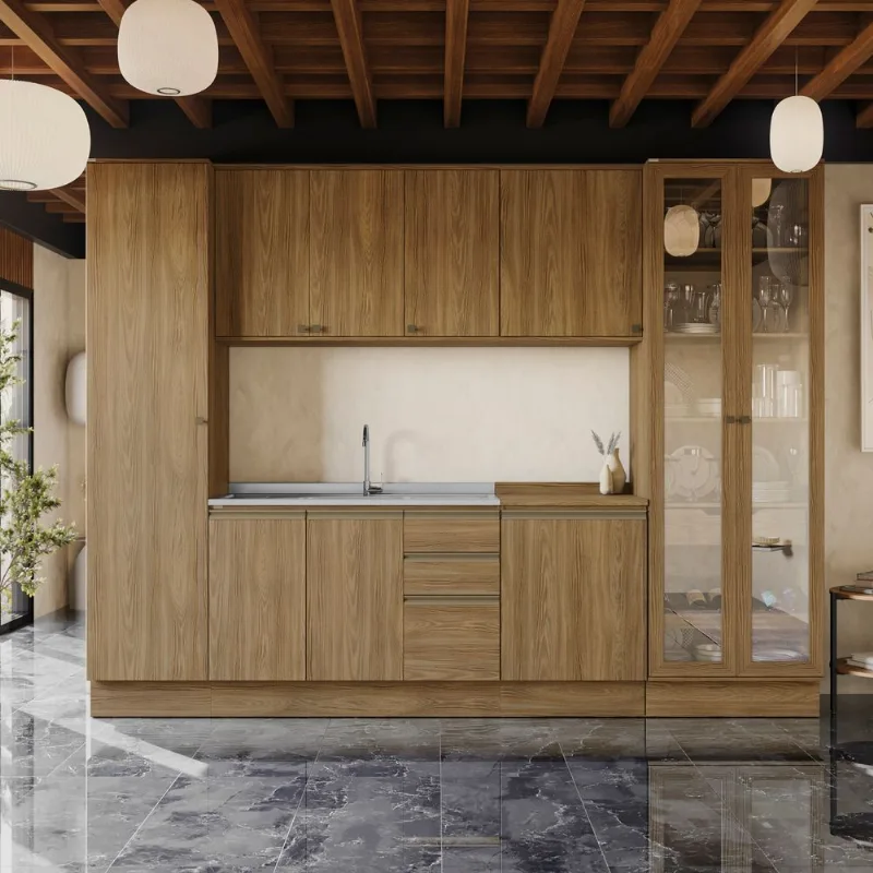 Cozinha Modulada Celeste Kappesberg 100% MDF Nogueira 302cm