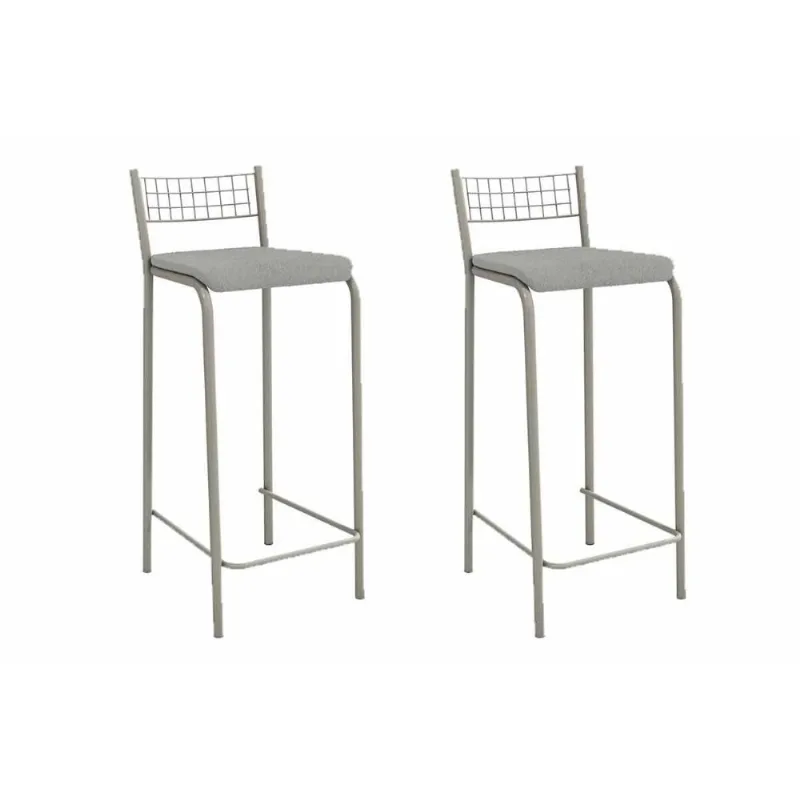 Banqueta Sala de Jantar Gênova 2B705NK Aço Kit 2 Un Niquel/Boucle Cinza - Kappesberg
