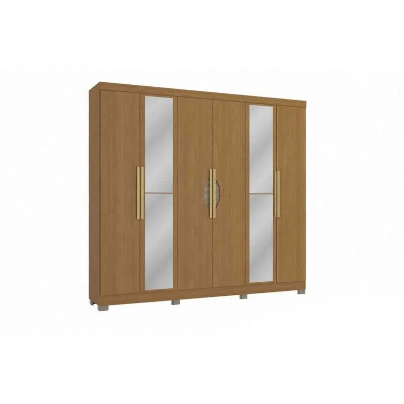 Guarda-Roupa 6 Portas 4 Gavetas Kappesberg Com Espelho Canela CB01R580