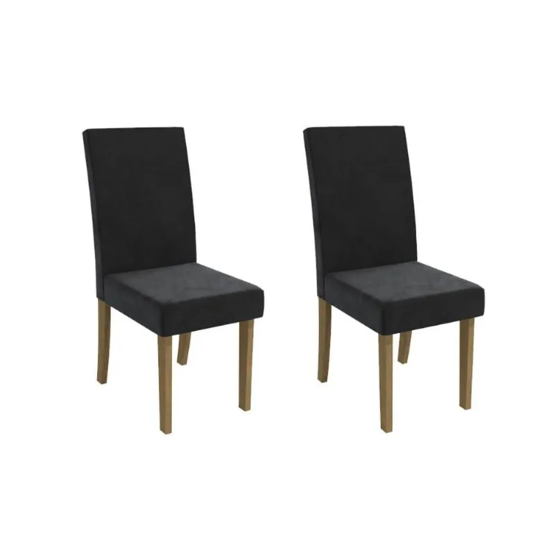 Cadeira Sala de Jantar 2CAD131FR Kit 2 Un Freijo/Veludo Preto A038 - Kappesberg - Kappesberg