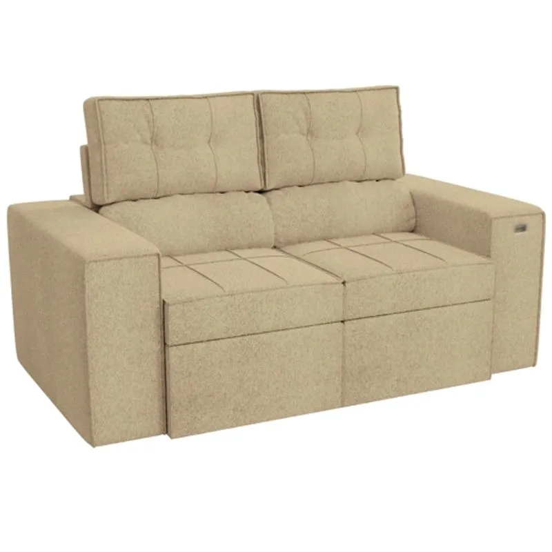 Sofá Kappesberg Lion 2 Lugares Assento Retrátil Reclinável Boucle Bege