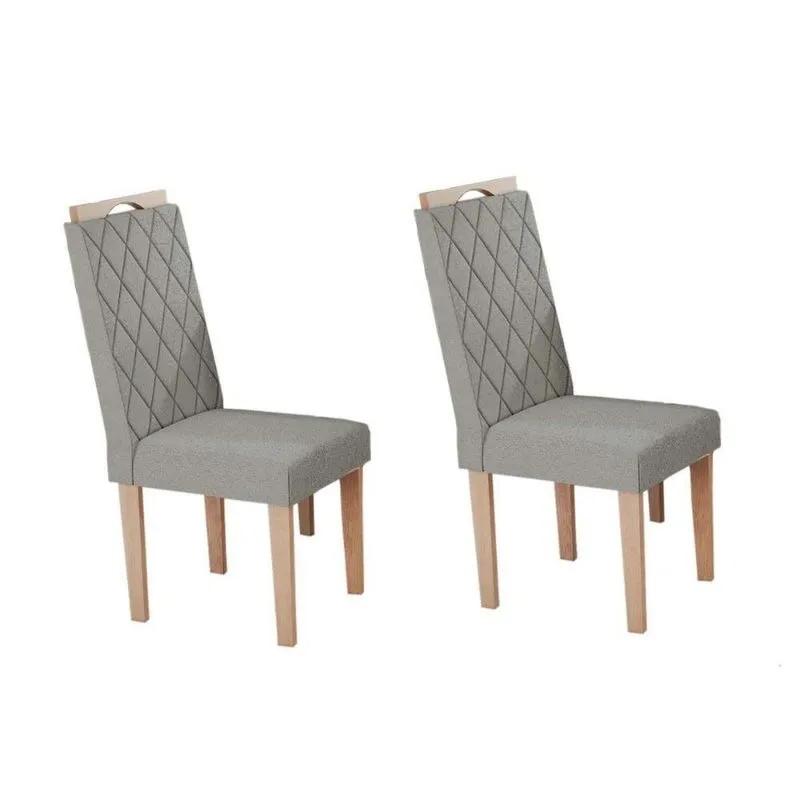Cadeira Sala De Jantar 2cad152ea Kit 2 Un Eucalipto/linho Cinza A056 - Kappesberg