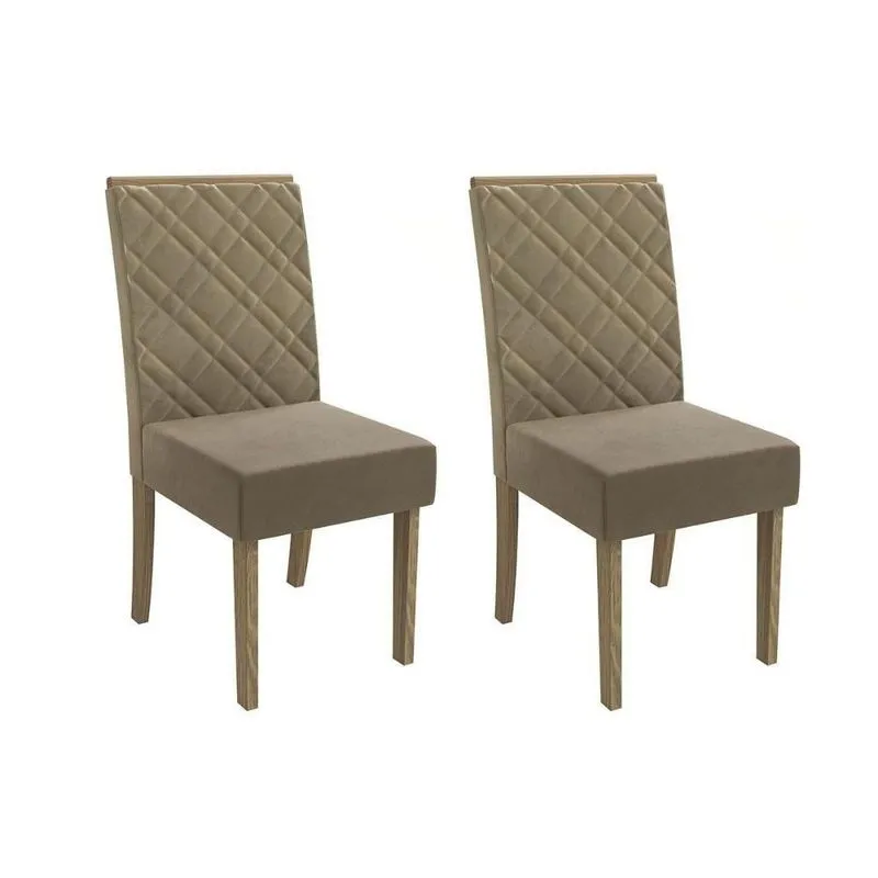 Cadeira Sala De Jantar 2cad149ng Kit 2 Un Nogueira-veludo Bege A036 - Kappesberg