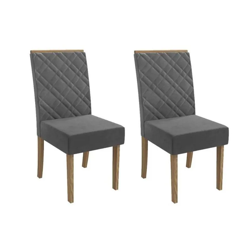 Cadeira Sala De Jantar 2cad149ng Kit 2 Un Nogueira-veludo Cinza Titanio A050 - Kappesberg