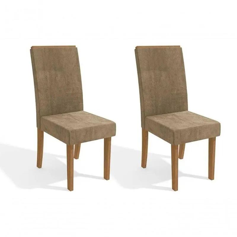 Cadeira Sala De Jantar 2cad142fr Kit 2 Un Freijo Linho Cinza A056