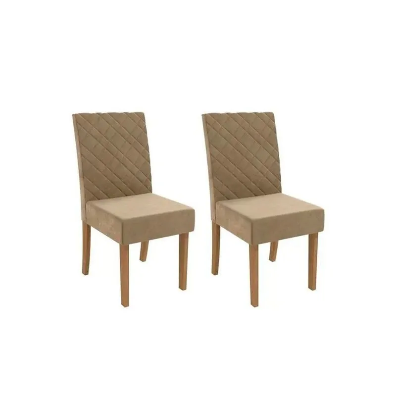 Cadeira Sala De Jantar 2cad133ng Kit 2 Un Nogueira-veludo Bege A036 - Kappesberg