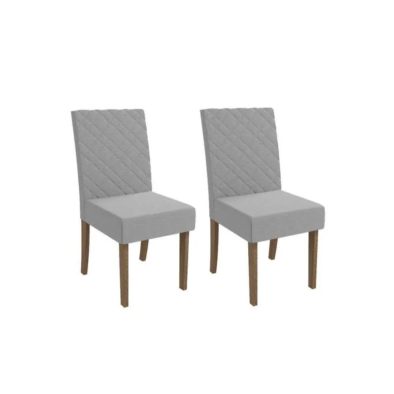 Cadeira Sala De Jantar 2cad133ng Kit 2 Un Nogueira/linho Cinza A056 - Kappesberg