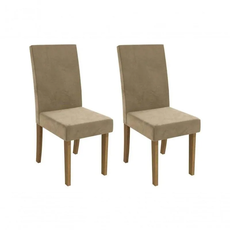 Cadeira Sala De Jantar 2cad131fr Kit 2 Un Freijo/linho Bege Claro A058 - Kappesberg