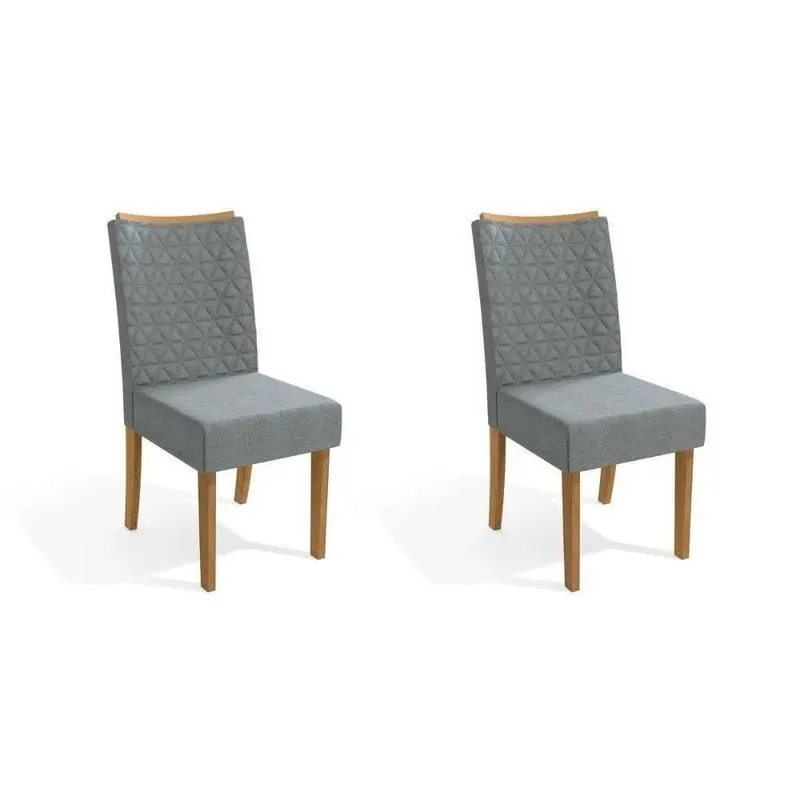 Cadeira Sala De Jantar 2cad129fr Kit 2 Un Freijo/linho Cinza A056 - Kappesberg