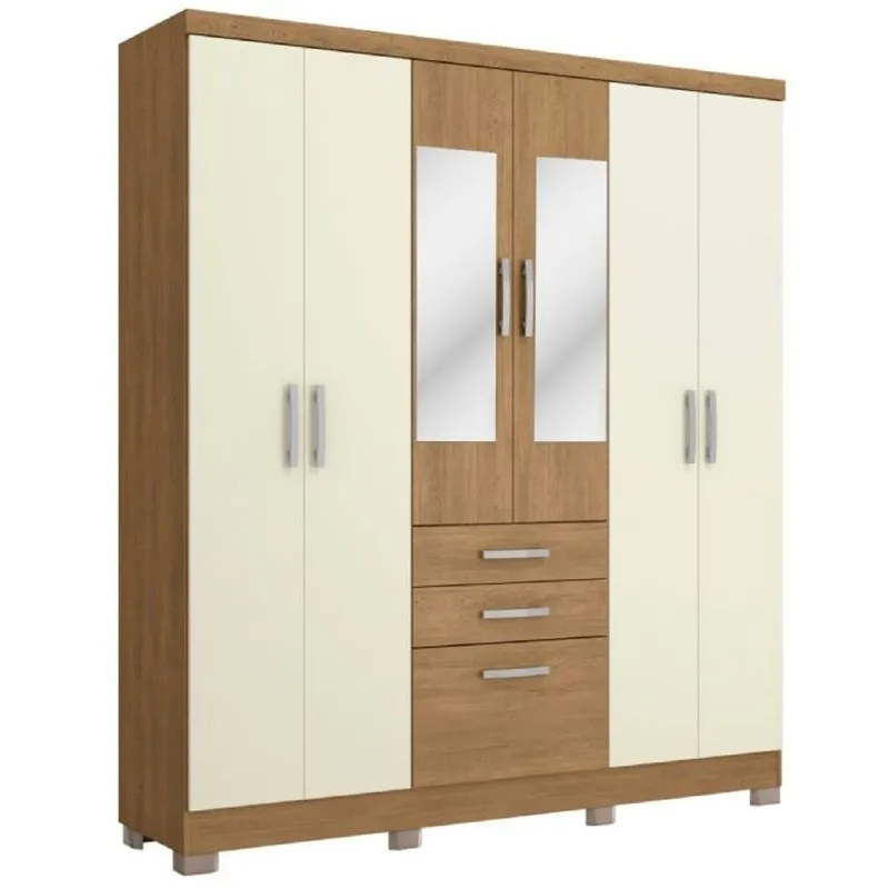 Guarda Roupa 7 Portas Cb10107afrow Freijo Off White Espelho E Pes - Kappesberg
