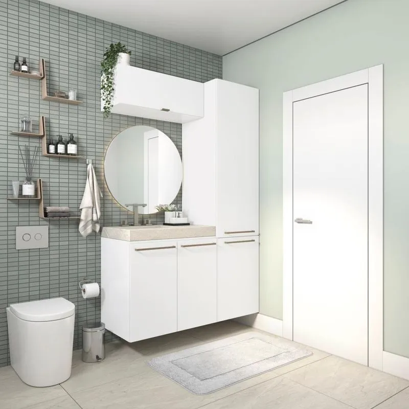 Conjunto Para Banheiro Kappesberg Suprema 3 Peças Branco 130cm