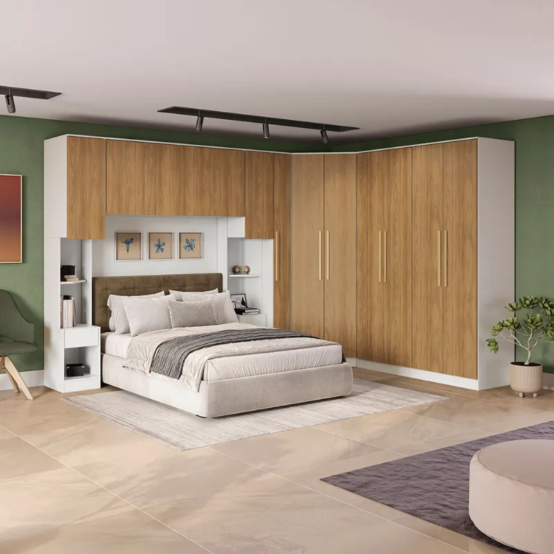 Quarto Modulado Kappesberg Adapt Branco/Nogueira 8 Peças 357cm x 263cm