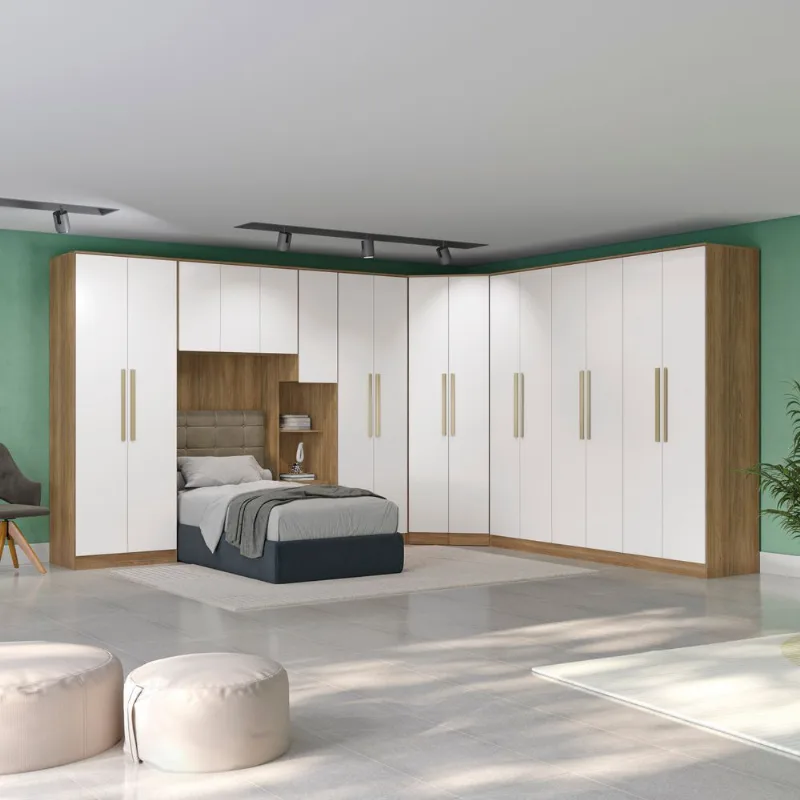 Quarto Modulado Kappesberg Adapt Nogueira/Branco 8 Peças 397cm x 341cm
