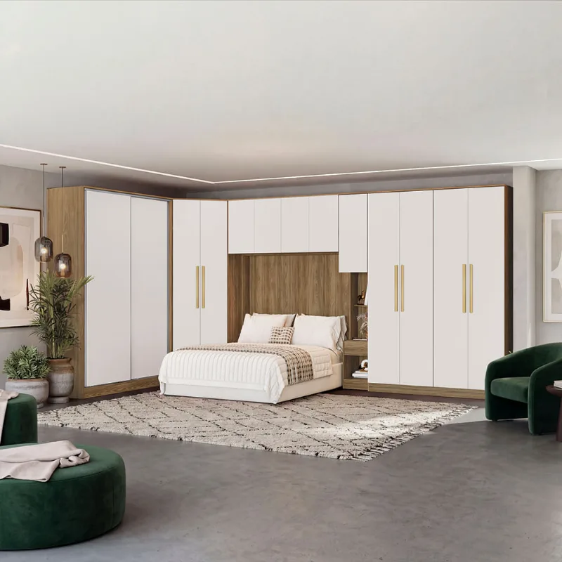 Quarto Modulado Kappesberg Adapt Nogueira/Branco 6 peças