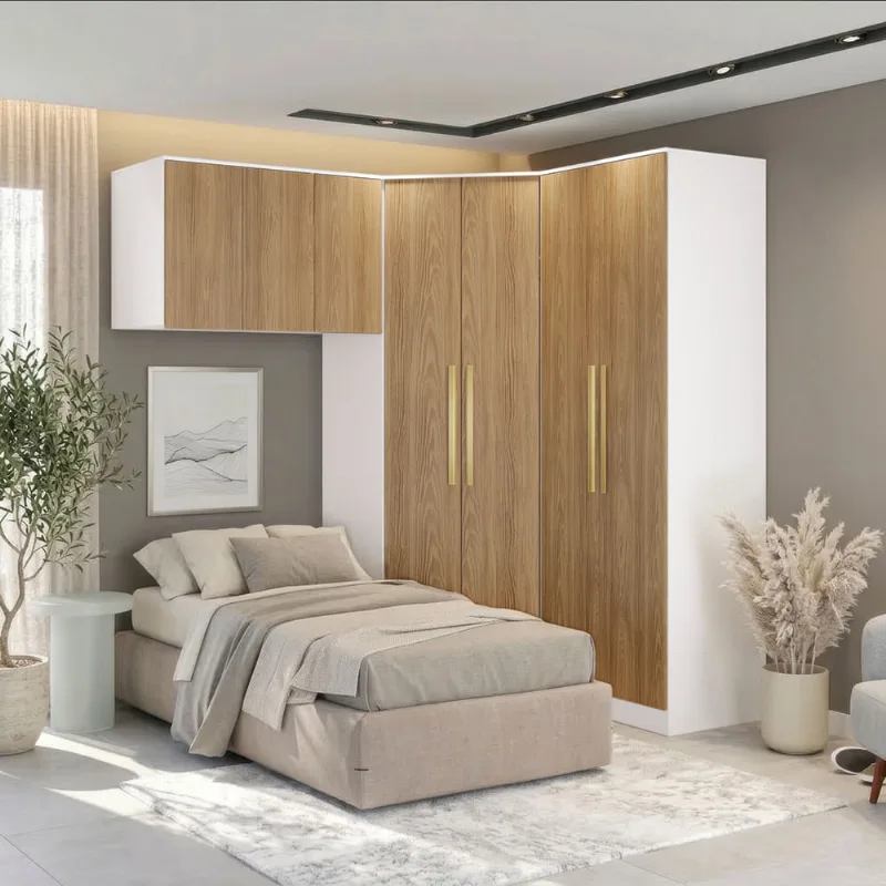 Quarto Modulado Kappesberg Adapt Branco/Nogueira 3 peças
