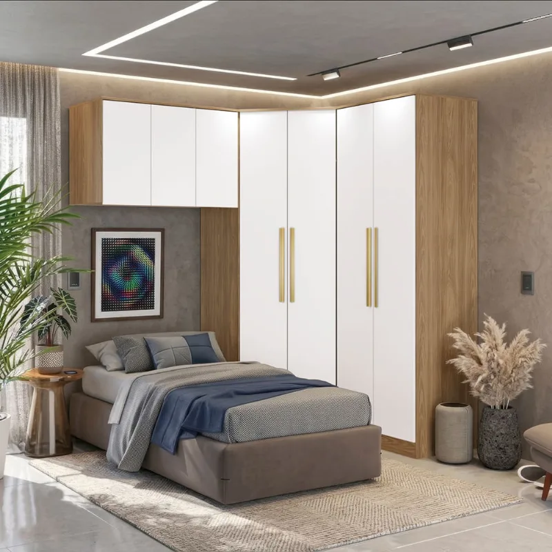 Quarto Modulado Kappesberg Adapt Nogueira/Branco 3 peças