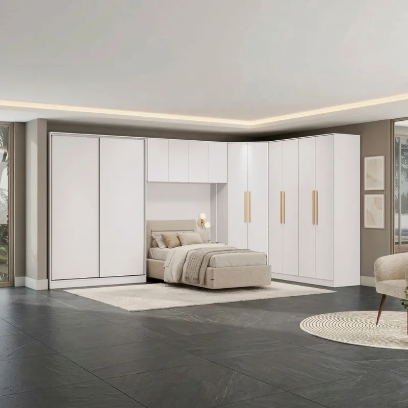 Quarto Modulado Kappesberg Adapt Branco 5 Peças 418cm x 263cm