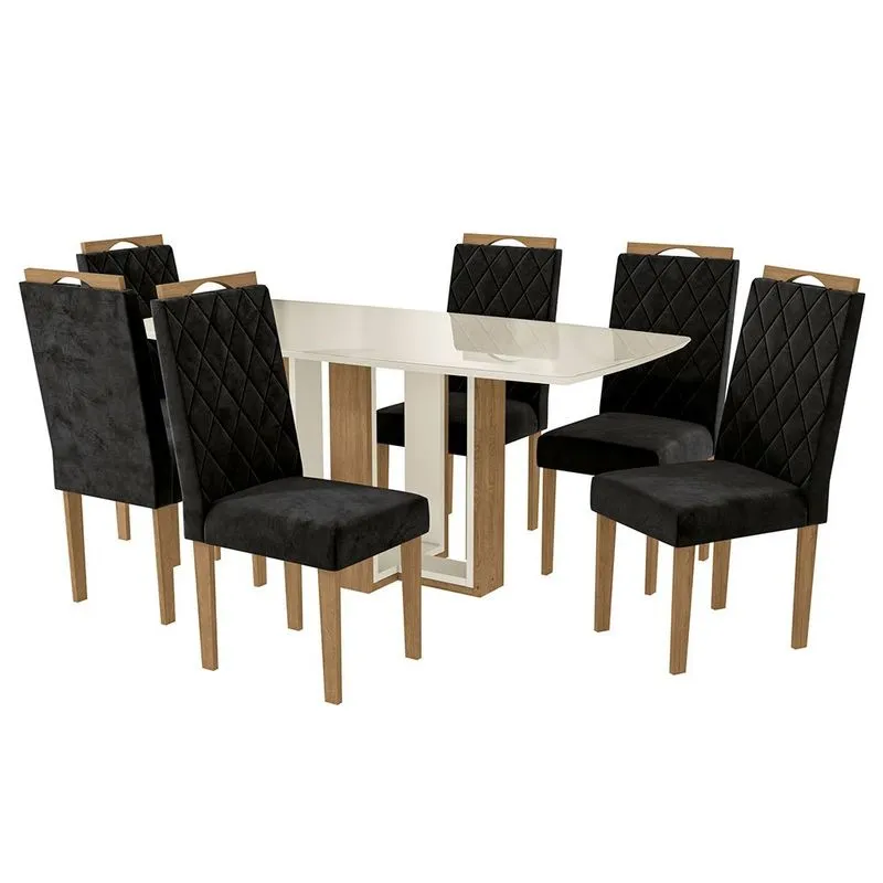 Sala De Jantar 7 Peças Kappesberg Freijó e Off White CSJ1249EA-A038