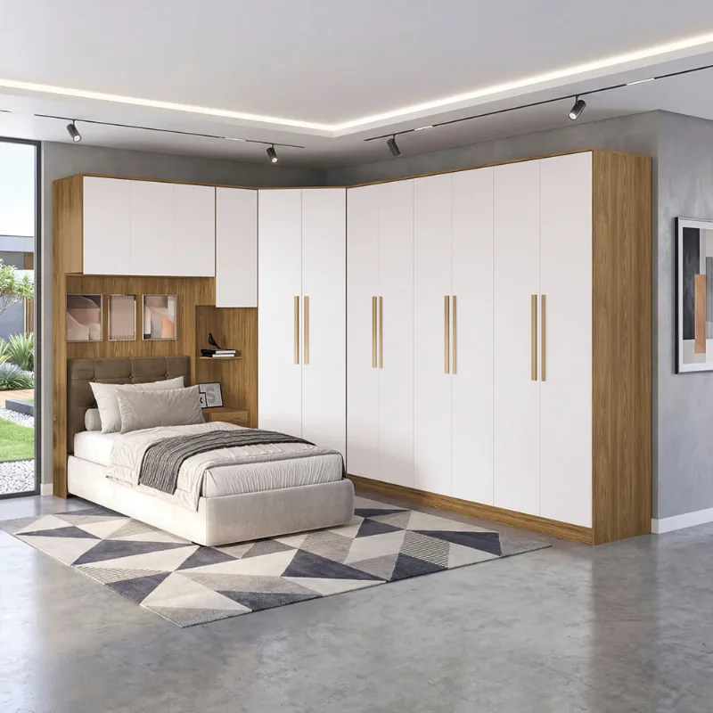 Quarto Modulado Kappesberg Adapt Nogueira/Branco 6 Peças 246cm x 341cm