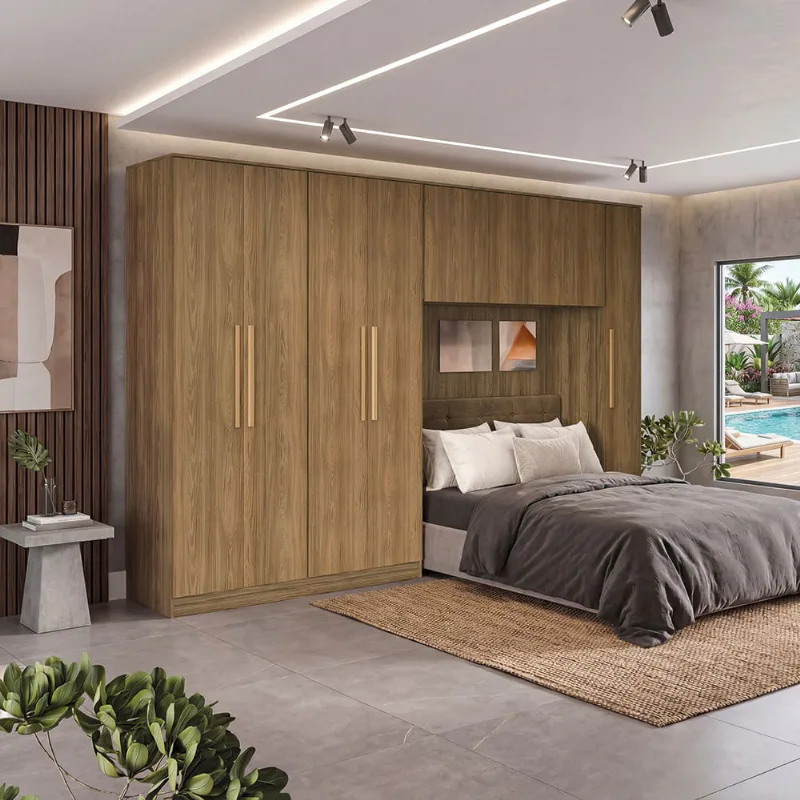 Quarto Modulado Kappesberg Adapt Nogueira 5 Peças 349cm