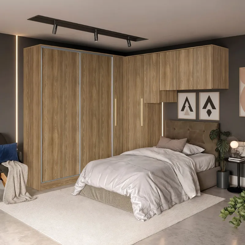 Quarto Modulado Kappesberg Adapt Nogueira 6 Peças 246cm x 241cm