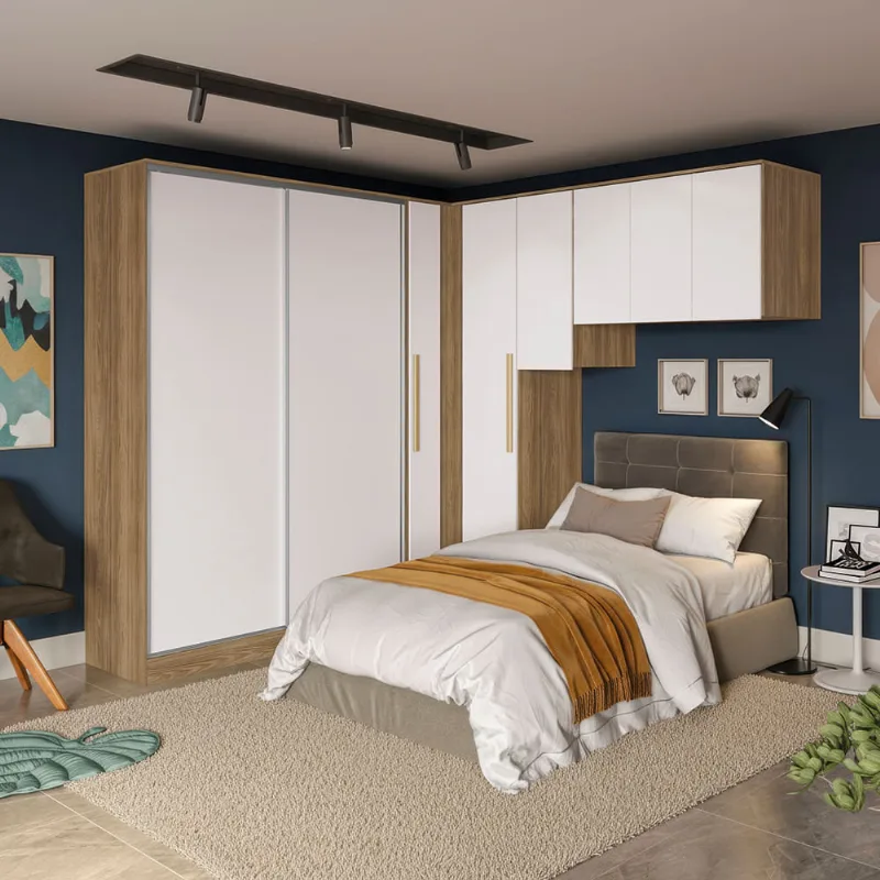 Quarto Modulado Kappesberg Adapt Nogueira/Branco 6 Peças 246cm x 241cm