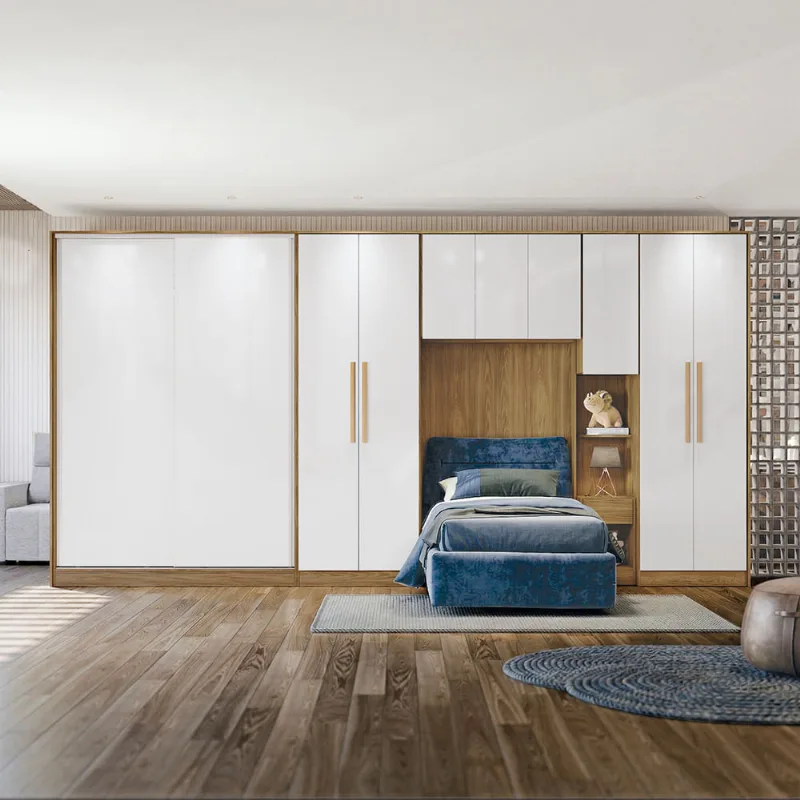 Quarto Modulado Kappesberg Adapt Nogueira/Branco 6 Peças 450cm