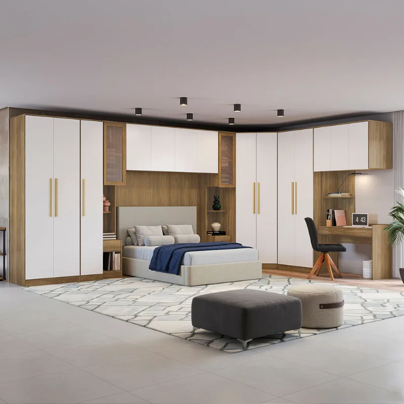 Quarto Modulado Kappesberg Adapt Nogueira/Branco 12 Peças 470cm x 290cm