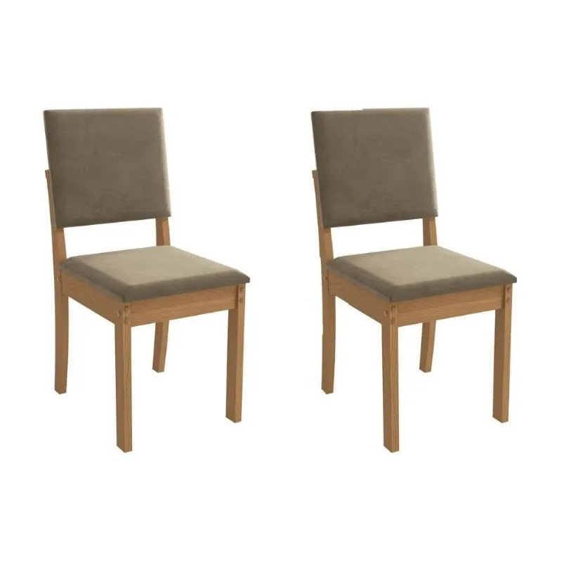 Cadeira Sala De Jantar Luna 2cad160 Madeirado Kit 2 Un Canela/suede Bege - Kappesberg