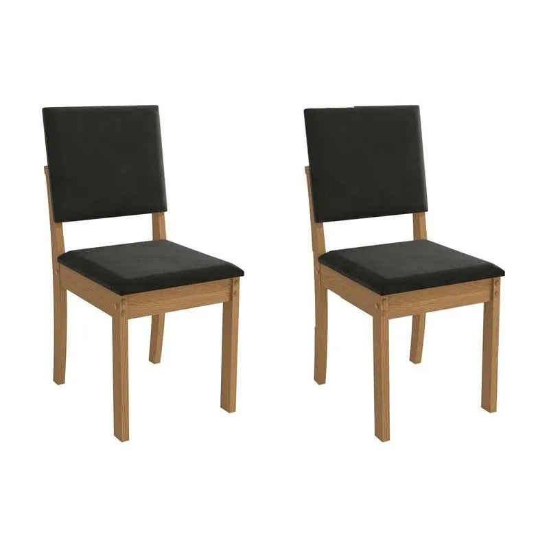 Cadeira Sala De Jantar Luna 2cad160 Madeirado Kit 2 Un Canela/suede Preto - Kappesberg