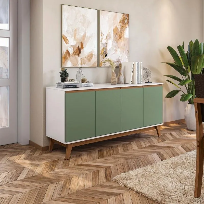 Aparador Kappesberg 4 Portas Branco/verde 156cm