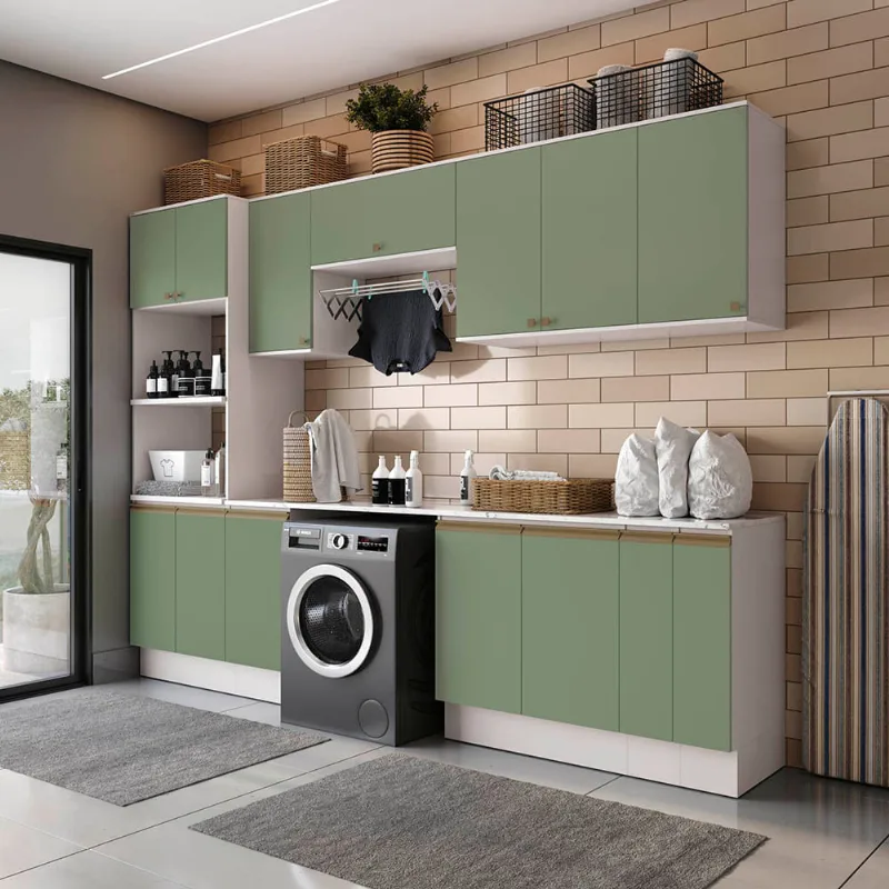 Lavanderia Modulada Kappesberg Celeste 9 Peças Branco/Verde 310cm