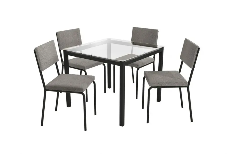 Conjunto Mesa Reno 04 Cadeiras Zaria CMC918PRF-A050 Titanium - Kappesberg
