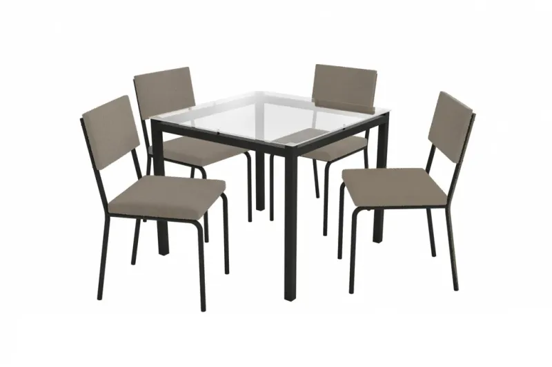 Conjunto Mesa Reno 04 Cadeiras Zaria CMC918PRF-A036 Bege - Kappesberg