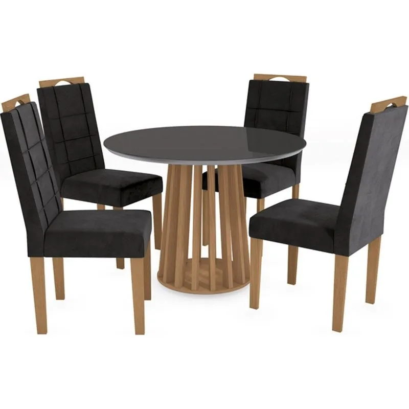 Sala de Jantar 5 Peças Kappesberg Canela e Preto CSJ1590EA-A038