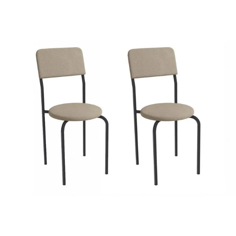 Cadeira Sala De Jantar Mali 2c136prf Aço Kit 2 Un Preto/linho Bege Fendi - Kappesberg