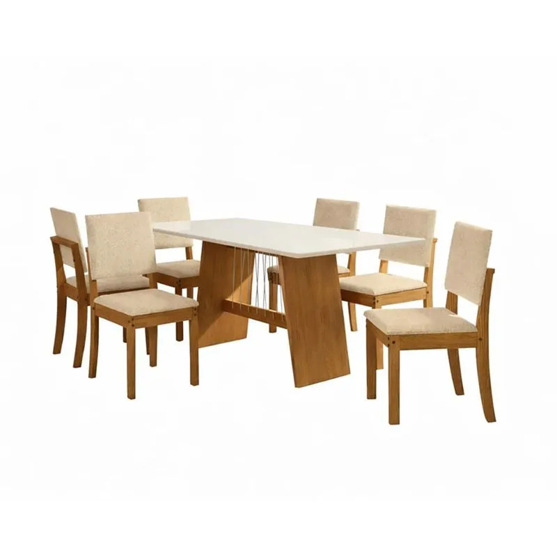 Sala de Jantar 7 Peças Kappesberg Canela com Bege CSJ1639CN-A058