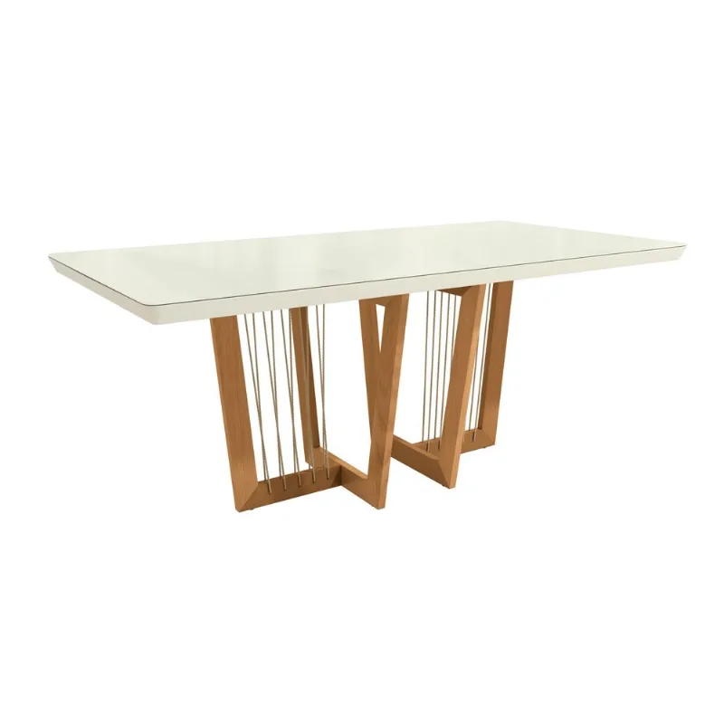 Mesa de Jantar em Madeira Maciça Clara Kappesberg Off White 200cm