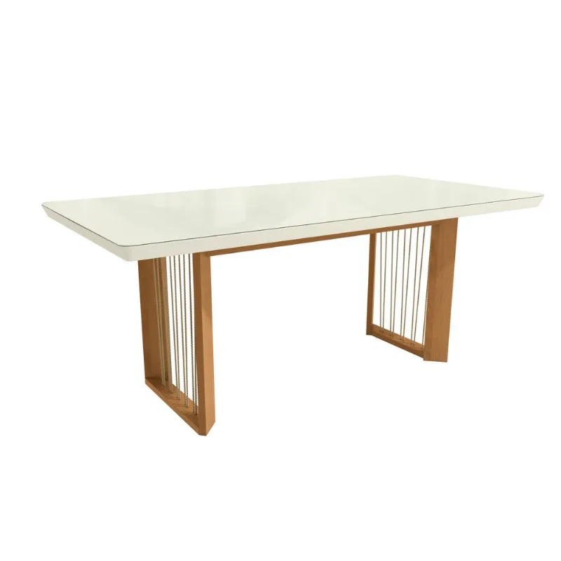 Mesa de Jantar em Madeira Maciça Eva Kappesberg Off White 200cm