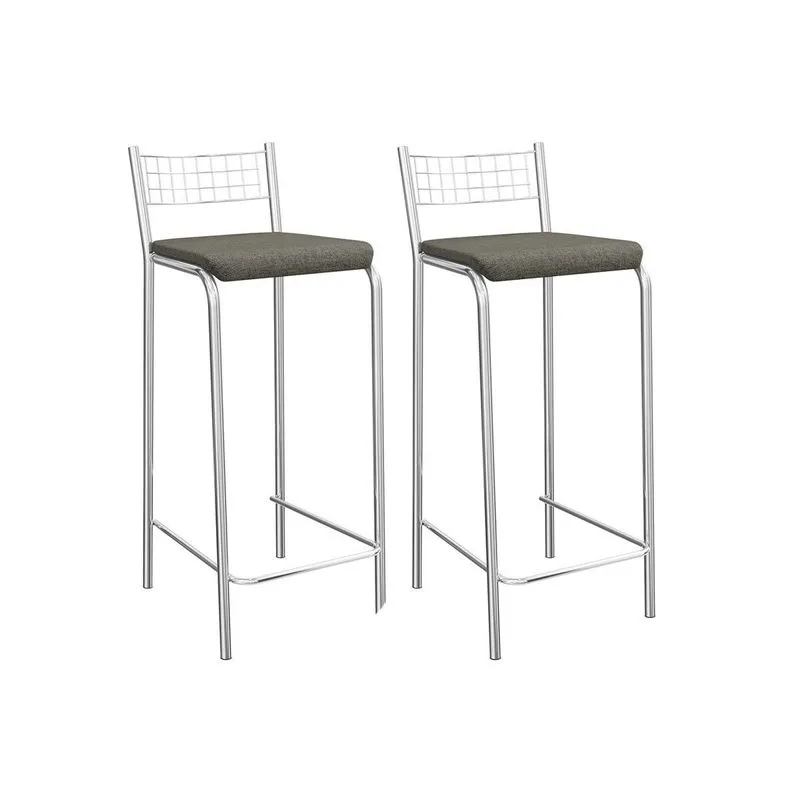 Banqueta Sala de Jantar Gênova 2B705CR Aço Kit 2 Un Cromado/Linho Escuro - Kappesberg