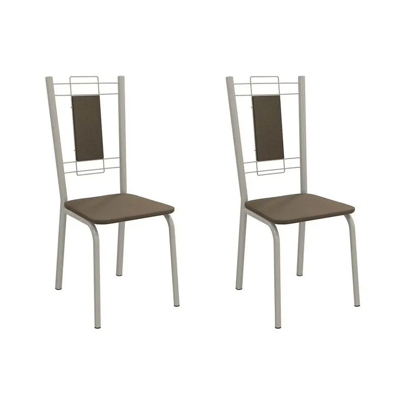 Cadeira Sala De Jantar Florença 2c005nk Aço Kit 2 Un Niquel/suede Cappuccino - Kappesberg