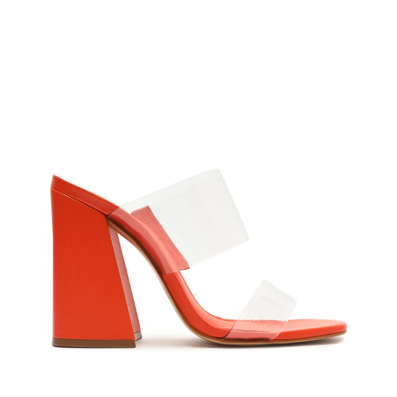 Victorie High Block Sandal 6 / Bright Tangerine / Vinyl & Nappa Leather