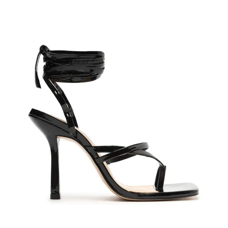 Lily Patent Sandal 10 / Black / Faux Patent Leather