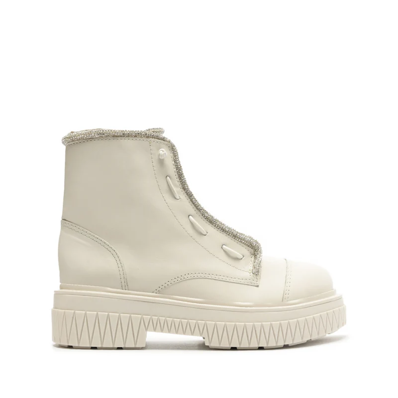 Amirah Bootie 7.5 / Pearl / Faux Leather