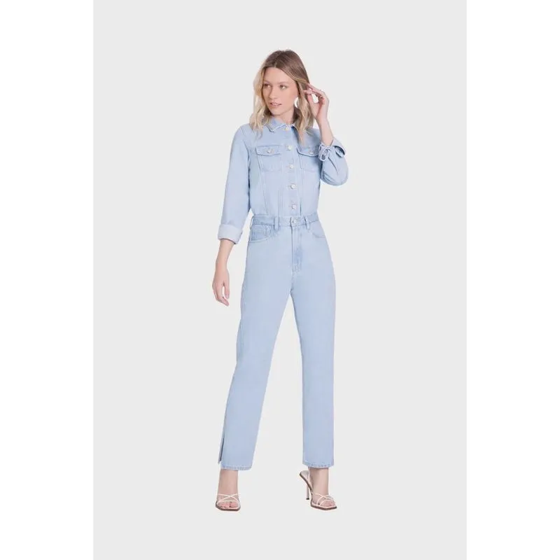 Calça Jeans Lunender Reta Cintura Alta Azul Claro