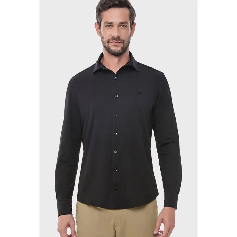 Camisa Slim Fit Hangar 33 Em Algodão Pima Preto