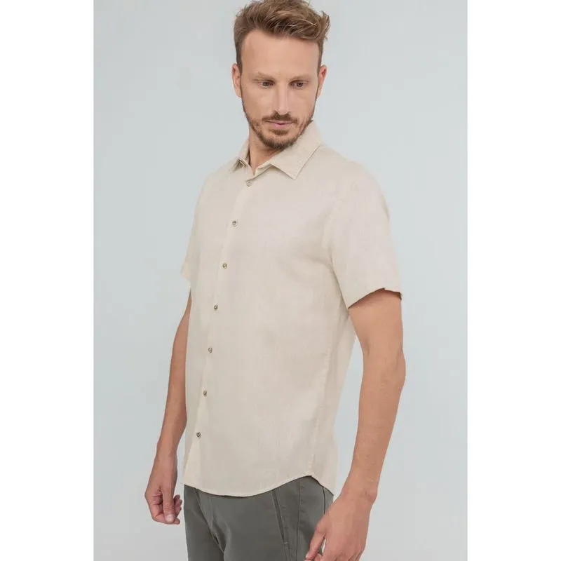 Camisa Slim Fit Hangar 33 Manga Curta Off-White