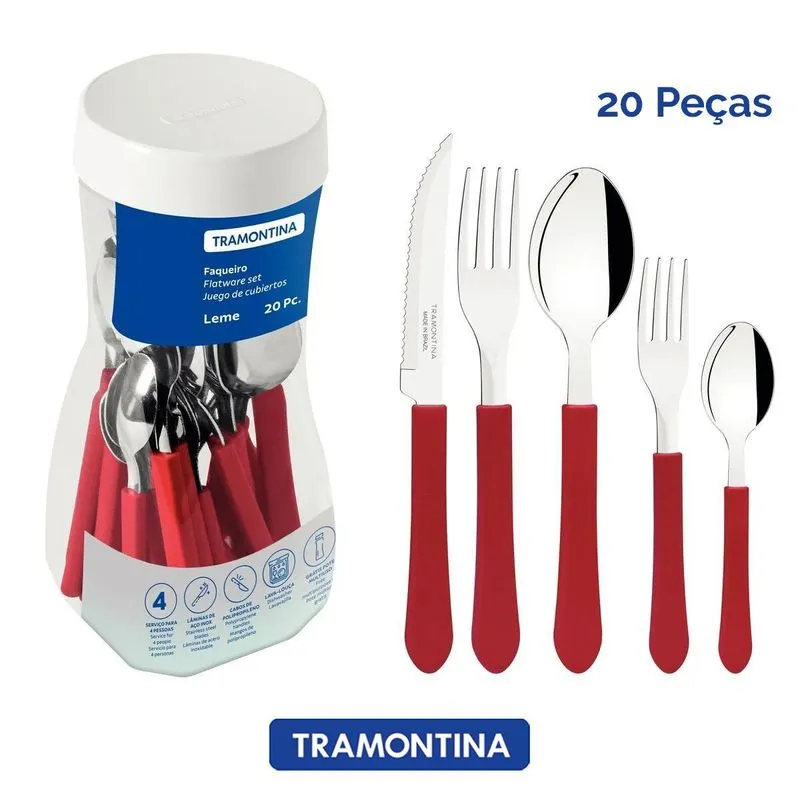 Kit De Talheres Leme Lâminas Inox 20 Peças Tramontina
